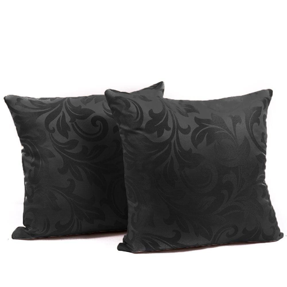 Jogo 2 Capa Almofada Decorativa Jacquard Preto 40X40 Zíper