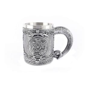 Caneca Medieval Maçônica Cavaleiro Aço Inox Retro