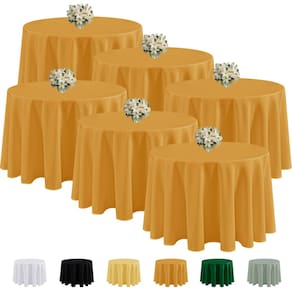 Toalhas de mesa Fitable Gold Round 229 cm - Pacote com 6 - Poliéster