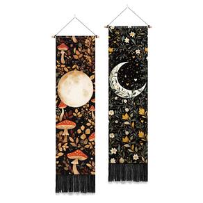 Tapeçaria de parede PLIGREAT Moon Mushroom Botanical com borlas
