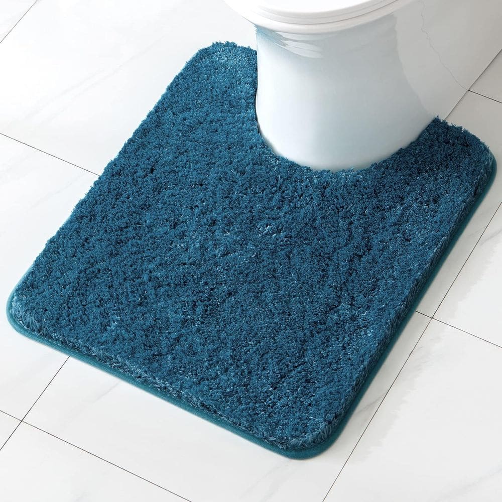 Tapete de banho MIULEE Microfiber em forma de U Contour Shaggy Navy Blue