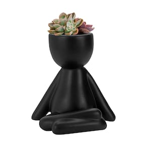 Vaso Decorativo BravaDecor Bob Robert Planta em Cerâmica Preto