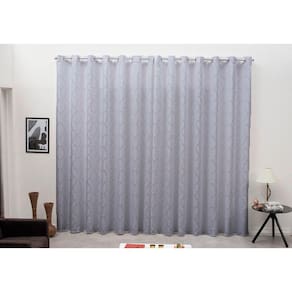 Cortina Tecido Jacquard Cinza 2,00X1,30 Sala Quarto Cozinha
