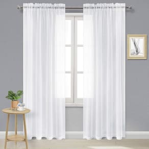 Cortinas DWCN Sheer White 260x260cm Poliéster Linho Texturizado