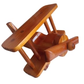 Avião Biplano Brinquedo Educativo Madeira - Verniz