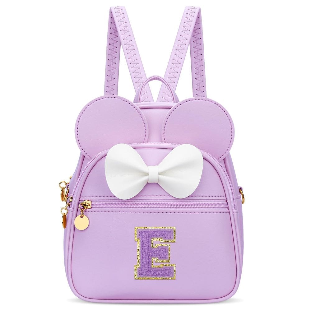 Mini mochila KKXIU Girls Initial Bowknot de couro sintético roxa