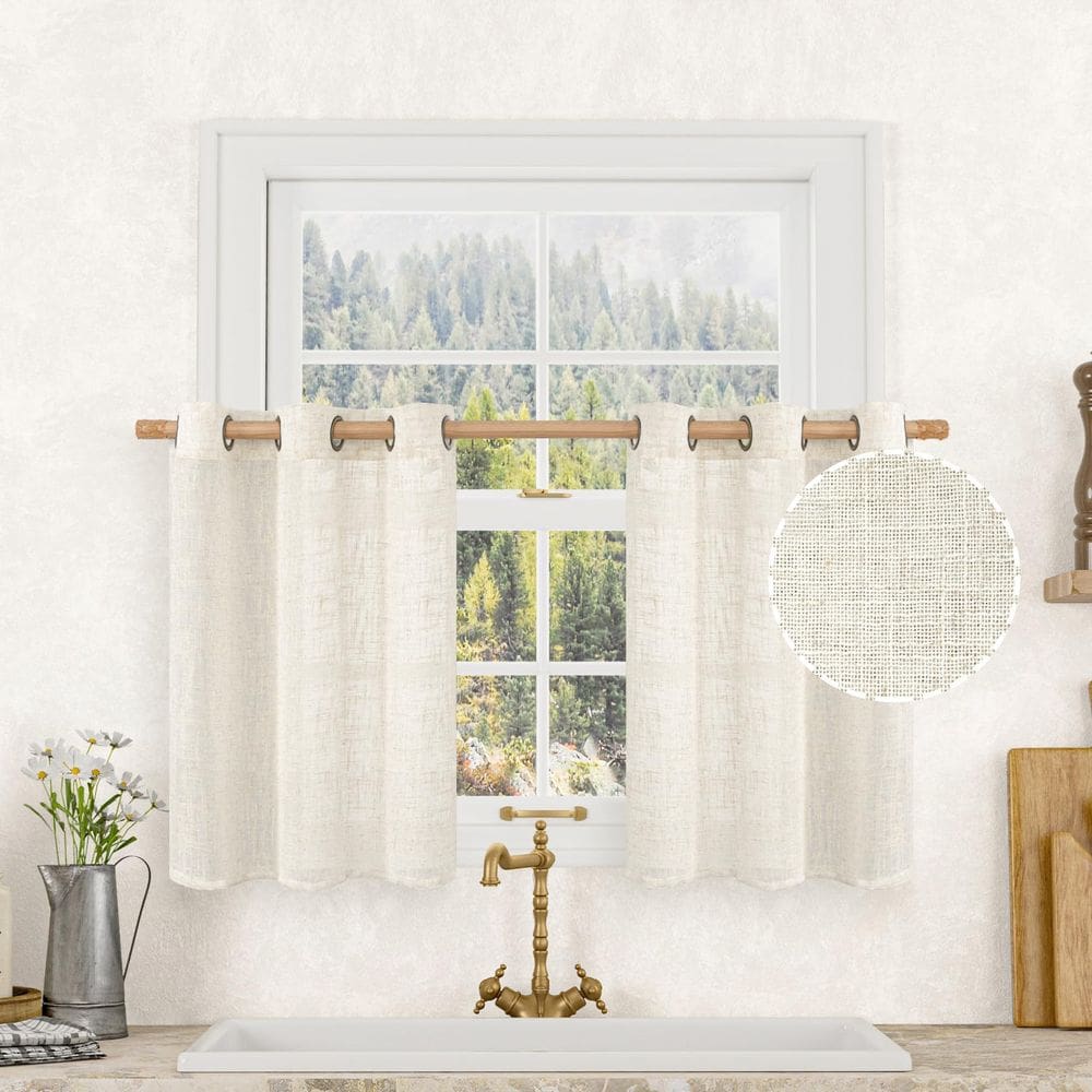 Cortinas LAMIT Cafe Linen 76x76cm Cream Ivory 2 painéis