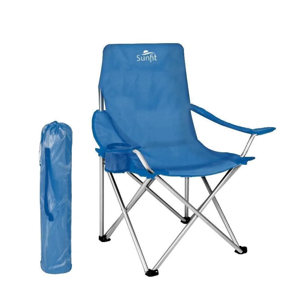 Cadeira Camping Dobrável Sunfit Com Sacola, Azul