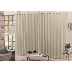Cortina De Varão Voil Pérola 3,00X2,50 Forro Blackout Tecido