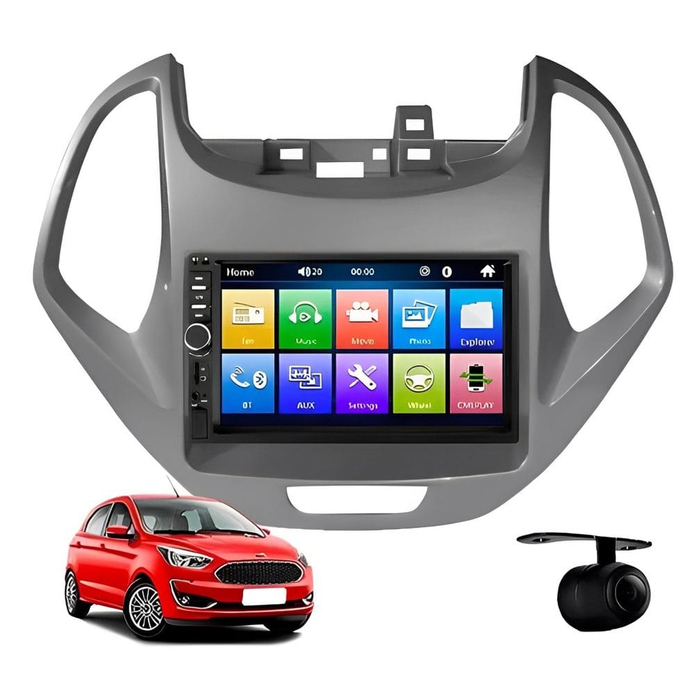 Kit Multimídia Ford Ka 2019 / 2021 Mold Prata Carplay AndroidAuto USB - 7810HCPAA FirstOption