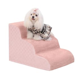 Rampa de escadas para cães Vfrog 40cmH 3-Step para cães pequenos, rosa