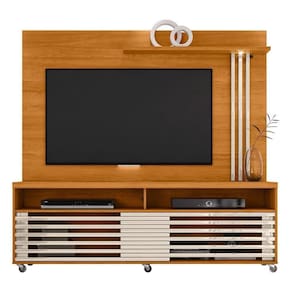 Rack Bancada Com Painel Frizz Cinamomo/off White Para Tv Até 65” - Madetec