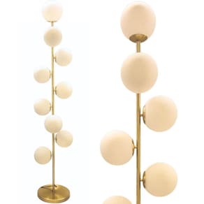 Luminária Piso Chão 162Cm Jabuticaba 9 Globos Vidro Dourada