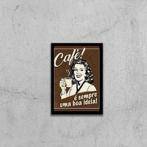 Quadro Retrô Café 33X24Cm - Com Vidro Moldura Preta