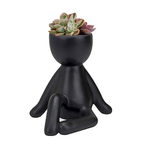 Vaso Decorativo BravaDecor Bob Suculentas em Cerâmica Preto