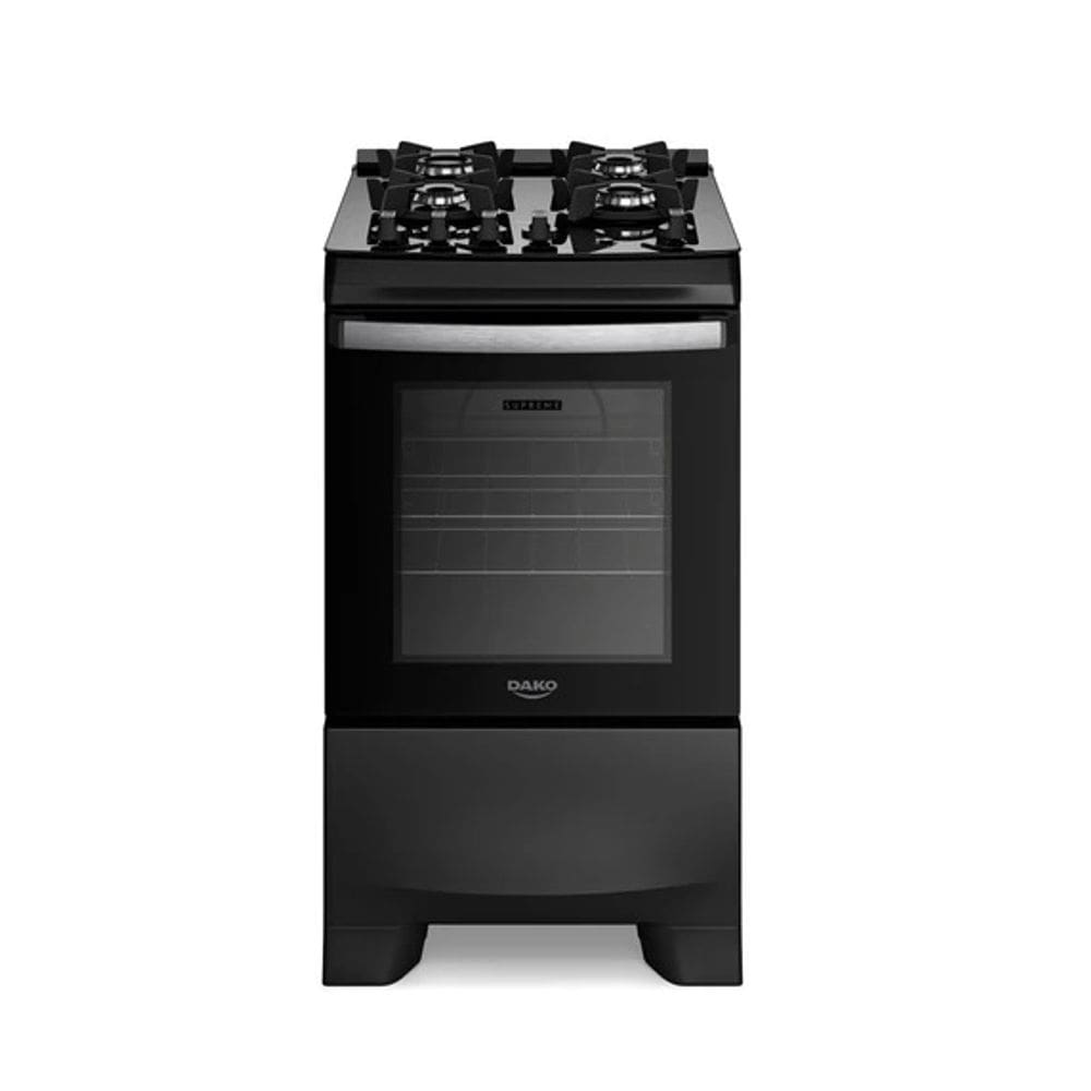 Fogão 4Q Gás Dako Supreme Glass Bivolt Preto Mesa De Vidro