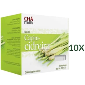 Chá de Capim-Cidreira Natural Vegano Cx10 Sachês 1g Kit 10