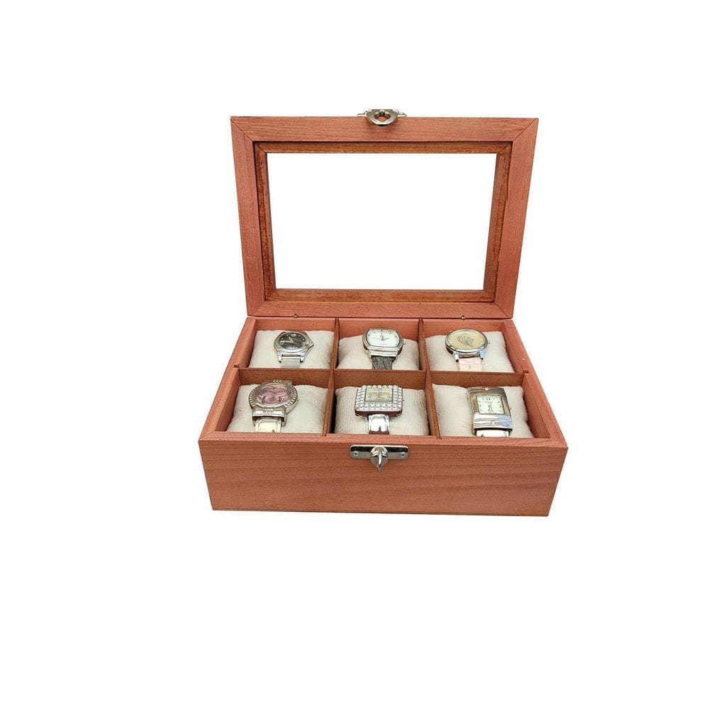 Estojo/Caixa Mogno Rústica P/06 Relógios