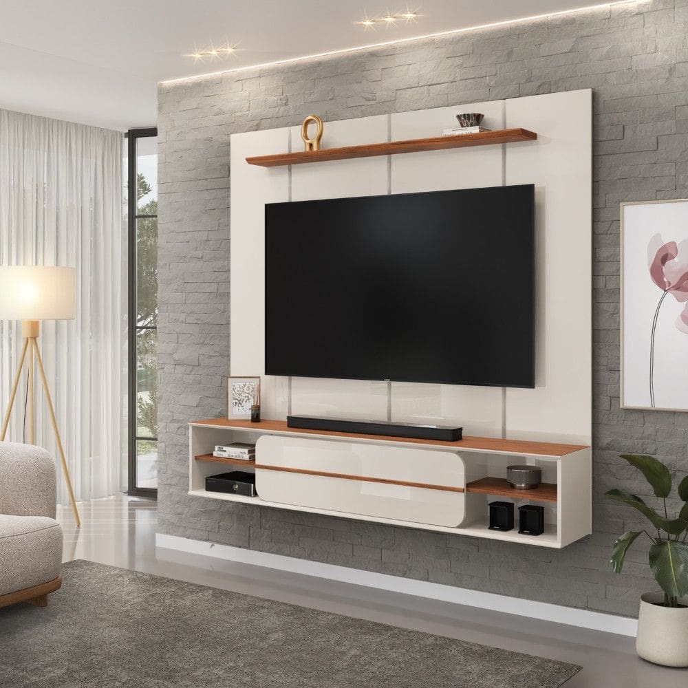 Painel Frisado para TV até 70 Polegadas 1 Porta Alana DJ Móveis