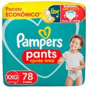 Fralda Pampers Pants Ajuste Total Tamanho XXG com 78 Unidades Descartáveis