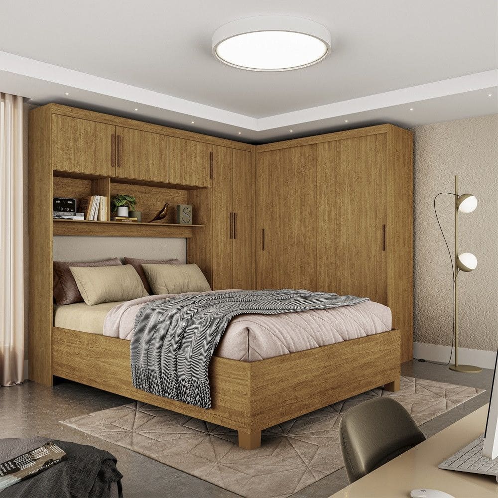 Quarto Modulado Casal com Cama 7 Portas Belém Carioca Móveis