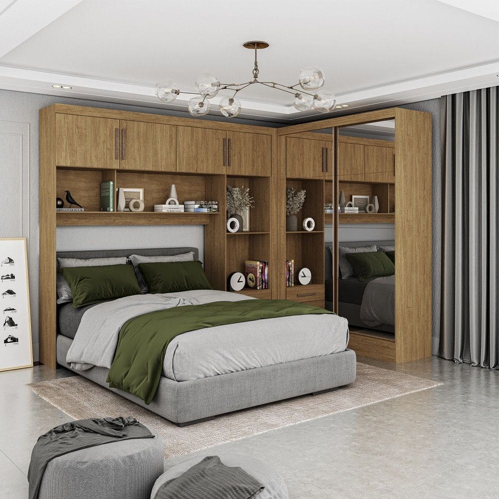 Quarto Modulado Casal com Espelho 6 Portas Belém Premium Carioca Móveis