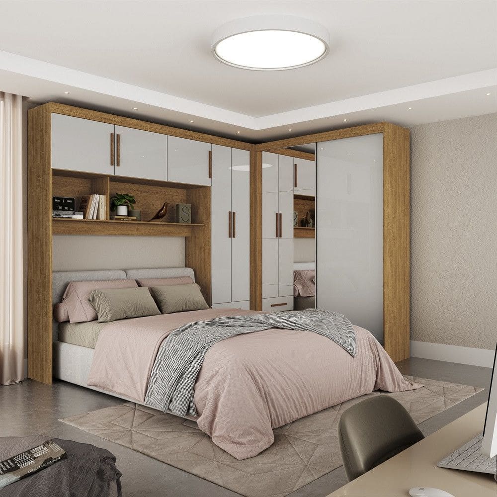 Quarto Modulado Casal com Espelho 7 Portas Belém Plus Carioca Móveis