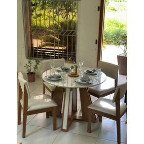 Sala de Jantar 4 Cadeiras 1,10m - Rubi Turim - LJ Móveis