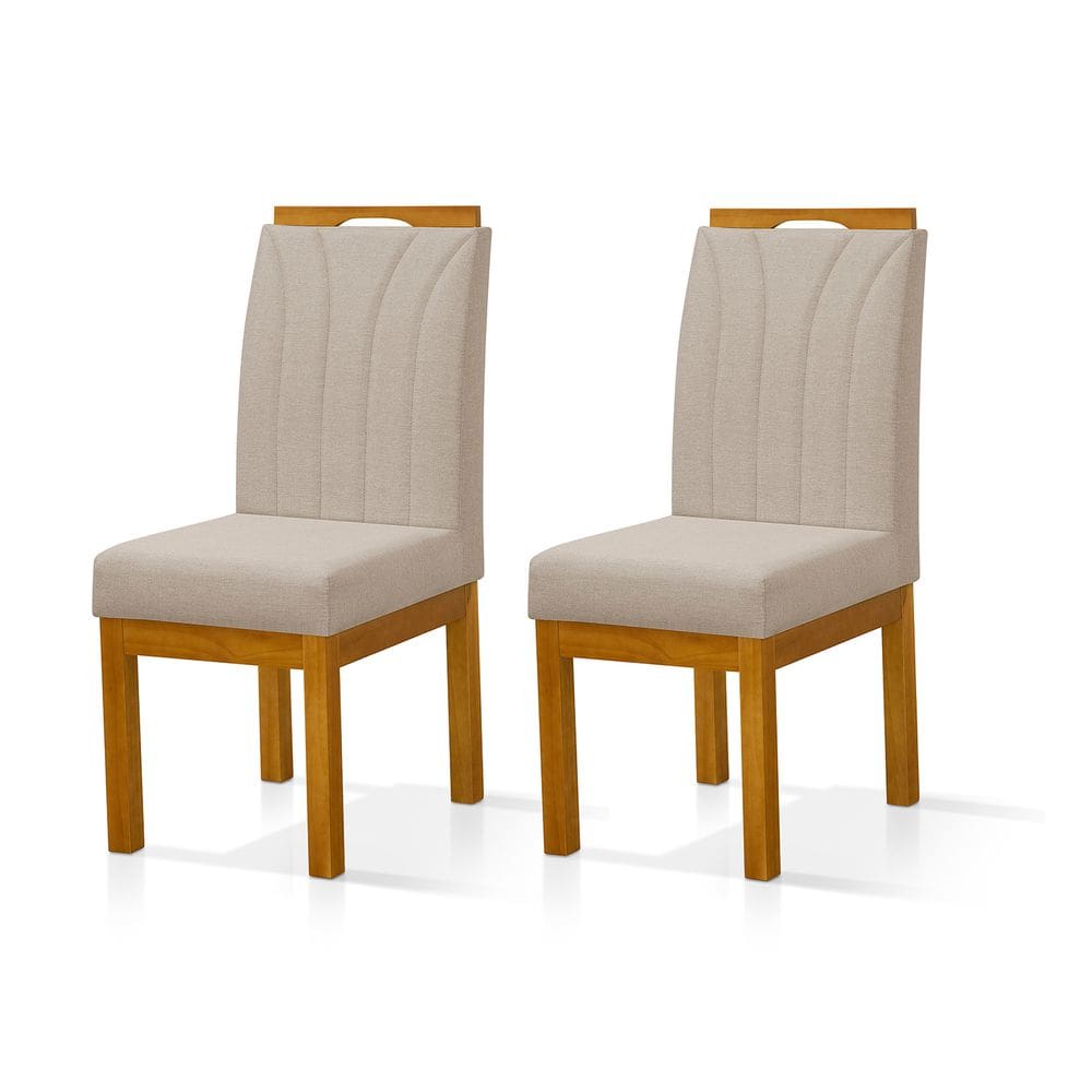 Conjunto 2 Cadeira para Sala de Jantar Blend Pês Madeira Maciça Redenobre Cor: Bege