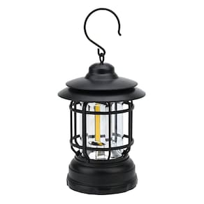 Lampião Led Recarregável Retrô C/ Regulador De Intensidade USB Cor:Preto