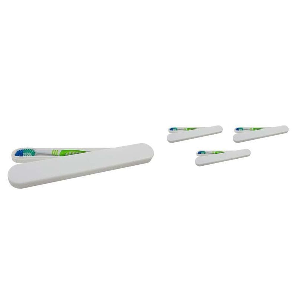 Kit 4 Porta Escova Dental Branco Plástico