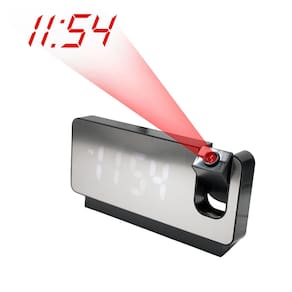 Relogio Alarme LED Espelhado USB Com Projetor de Hora Cor:Preto