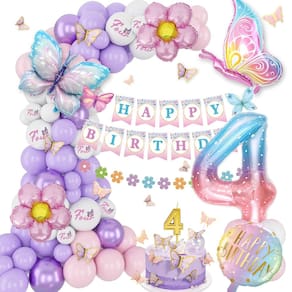 Conjunto de decorações de aniversário KISPATTI 4th Birthday Girl