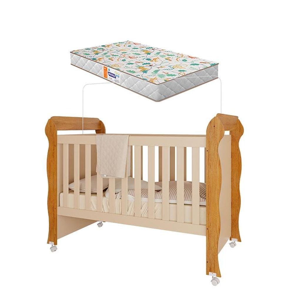Berço Americano Mirelle Off White Bétula com Colchão Gazin– Carolina Baby