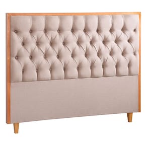 Cabeceira Queen Luxo Sevilha Linho com Detalhe em Madeiras