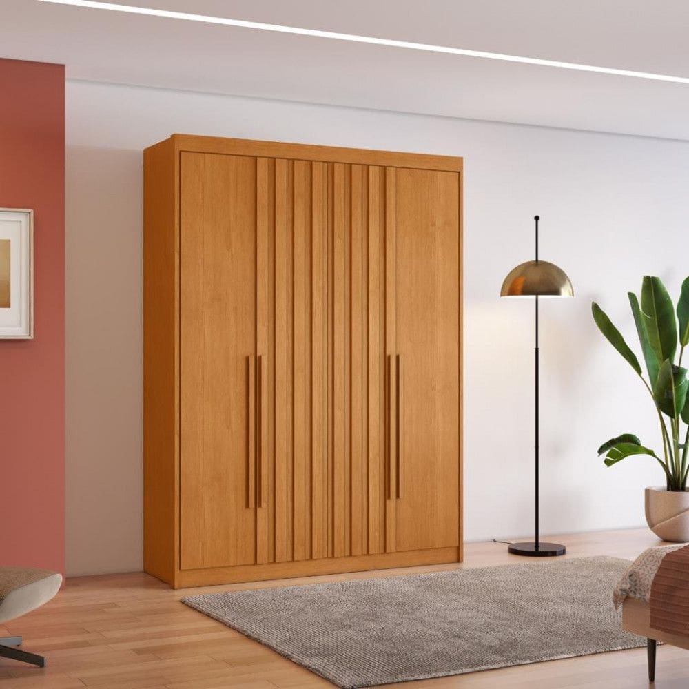 Guarda Roupa Casal 4 Portas Ripado Grécia Conquista Móveis