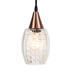 Lustre Pendente Taschibra Cristal Badih P Canelado E27 Transparente Bivolt Cobre