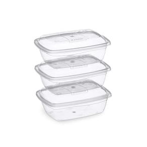 Kit 03 Potes Retangulares Com Tampa 700Ml Rainha