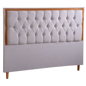 Cabeceira Queen Luxo Diamante LInho com Detalhe em Madeiras