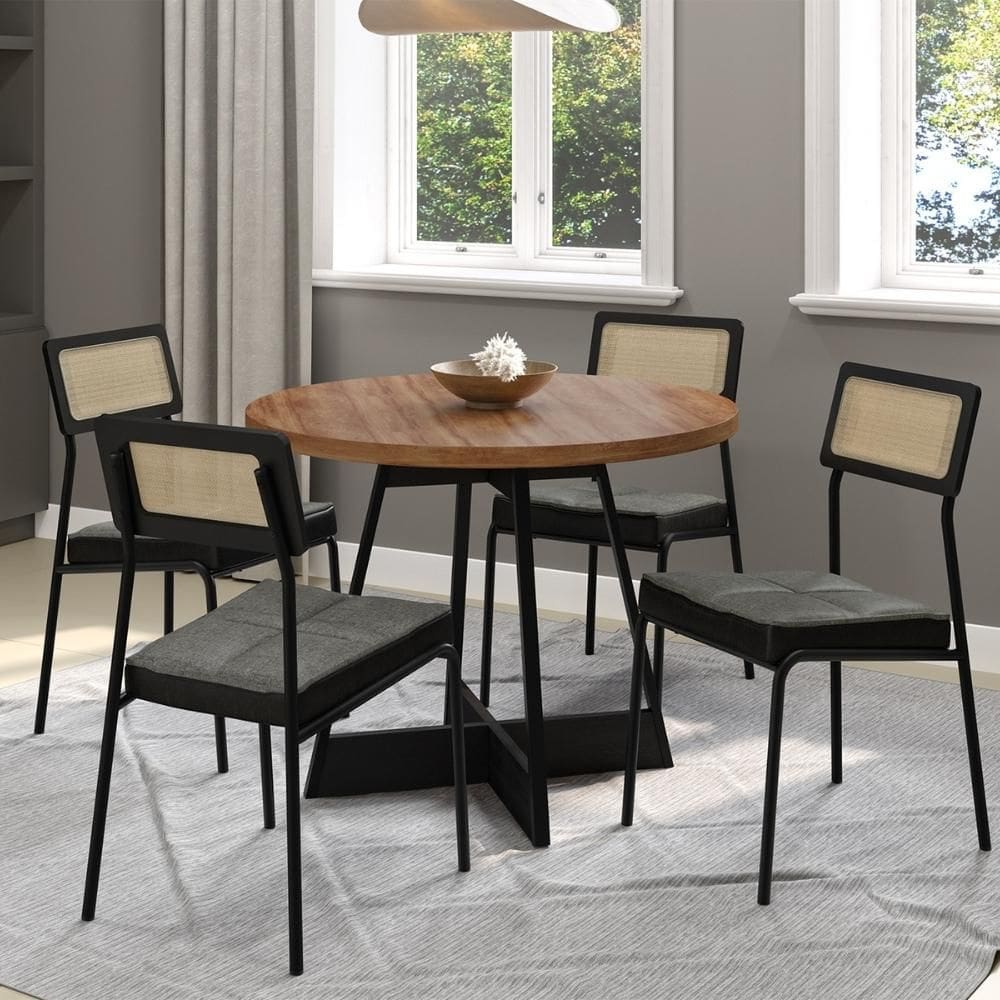 Conjunto Sala de Jantar 4 Cadeiras Virginia Carraro Nogal