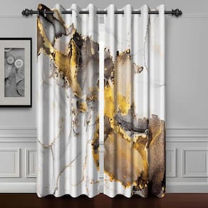 Cortinas de janela Baocicco White Grey Gold Marble 46x72in 2 painéis