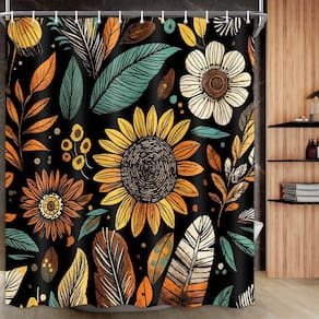 Cortina de chuveiro Drgilau Boho Floral Vintage para banheiro