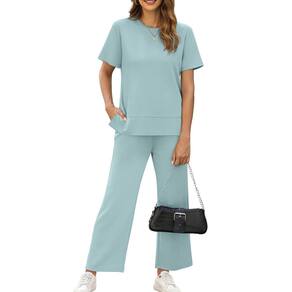 Conjunto de lounge XIEERDUO de duas peças para mulheres azul tamanho M