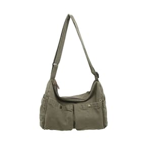 Bolsa Messenger KBTYE Canvas Cute Crossbody Tote Green 38x18x26cm