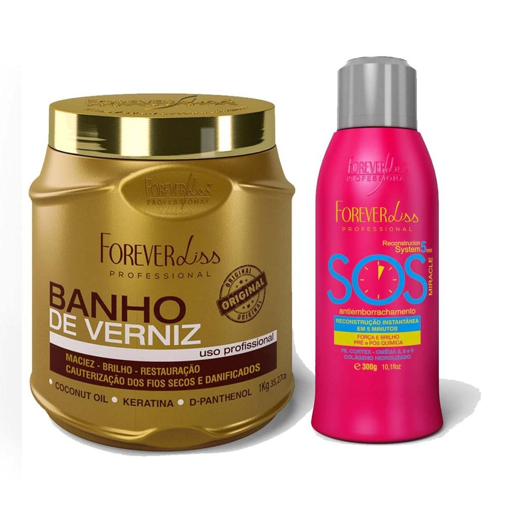 Kit SOS e Mascara Banho de Verniz 1kg Forever Liss