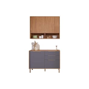 Kit de Cozinha Completa 2 Peças Divina (1Aéreo+1Balcão) C2P44 Freijo/Titanium - MGM
