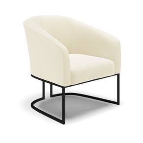 Poltrona Decorativa Industrial Preto Stella Cotelê Int/Veludo Off White D03 - D`Rossi
