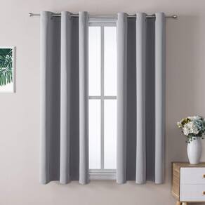 Cortinas de janela ChrisDowa Small, 102 cm de comprimento, quarto cinza, 2 painéis