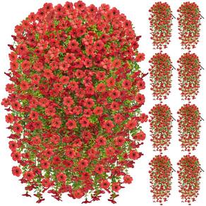 Flores artificiais penduradas Faylifeway para atividades ao ar livre x8 vermelhas