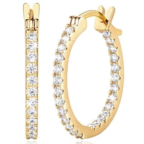 Brincos MOMELF com argola de ouro 14K para mulheres com zircônia cúbica